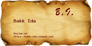 Bakk Ida névjegykártya