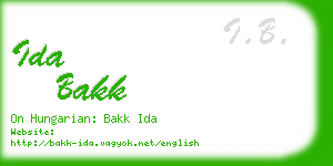 ida bakk business card